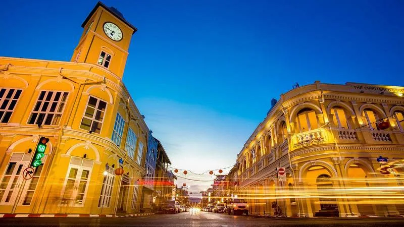 A colourful street in town