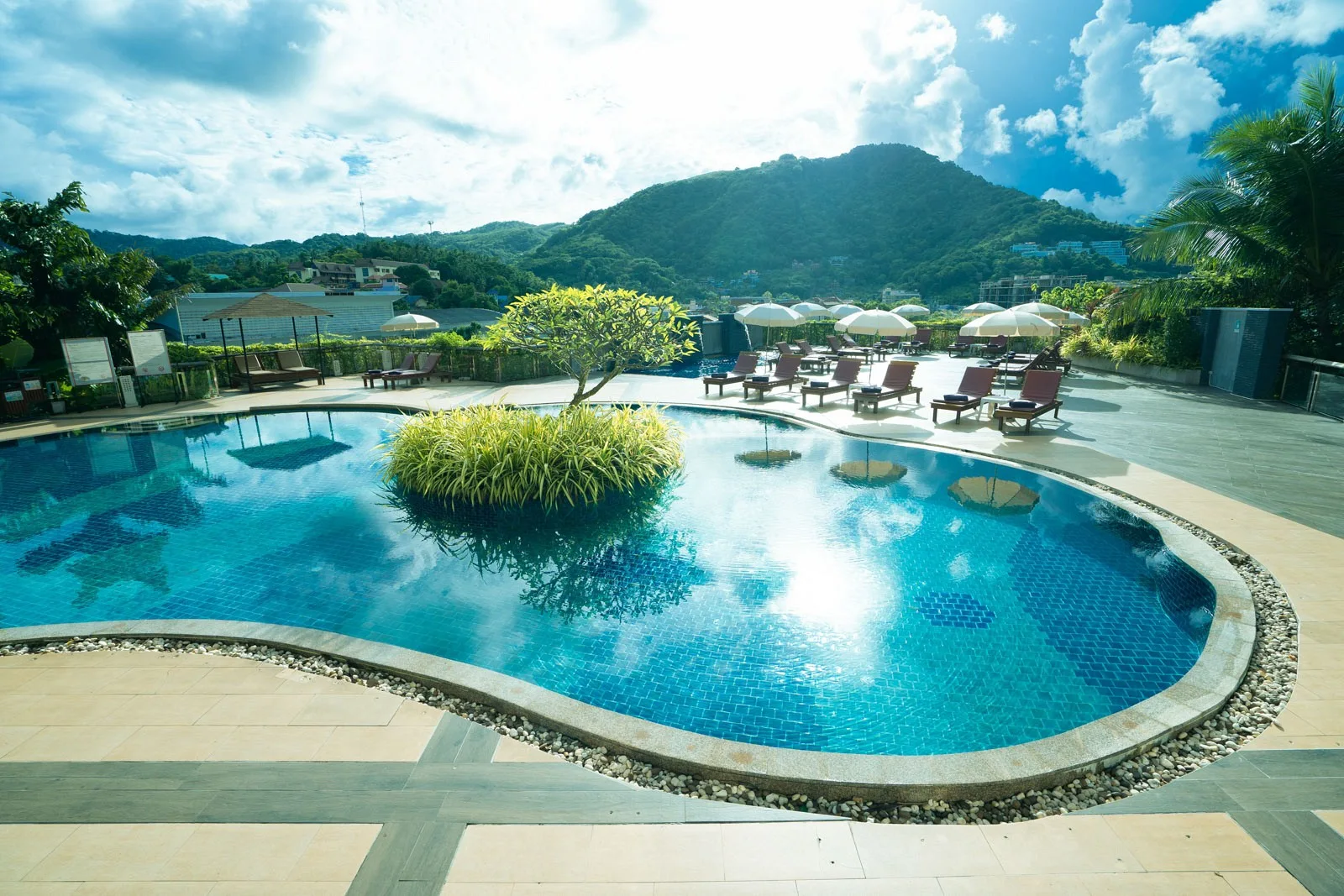 An open-sky pool setting