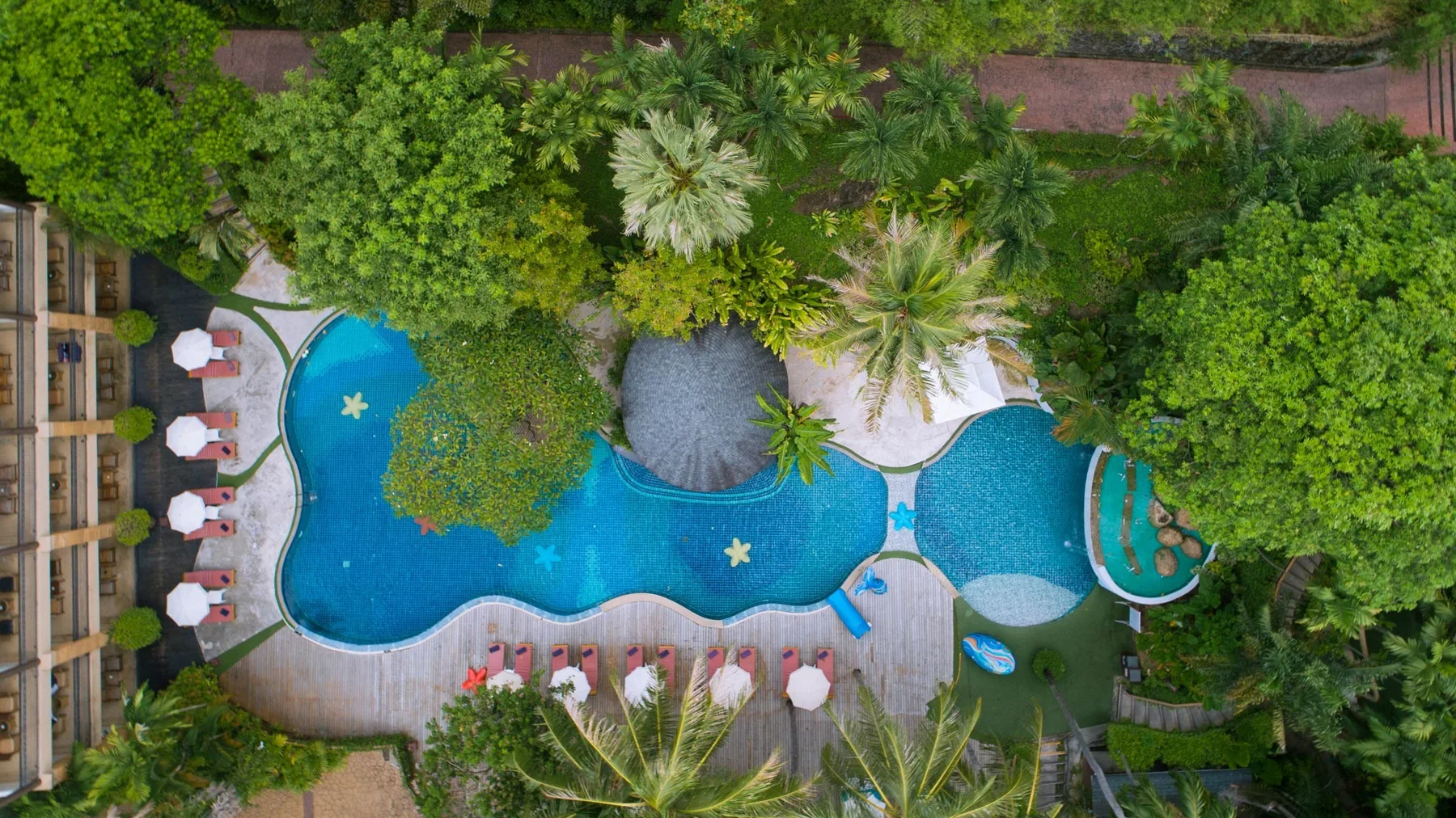 The main pool, viewed from above